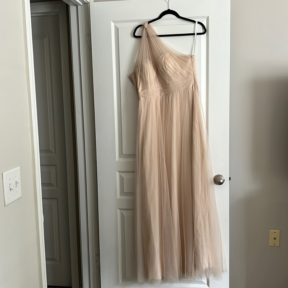 Champagne tulle bridesmaids dress